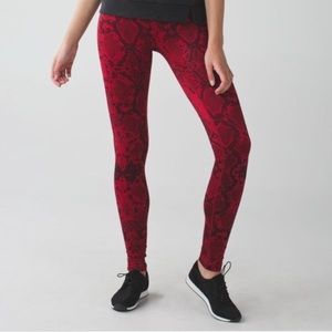 LULU LEMON red snake skin leggings